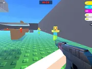 A character engaged in an intense 3D battle within Aimbot Arena 3D, showcasing dynamic shooting action and vibrant graphics.