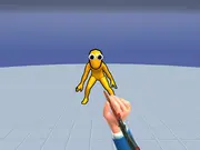A ninja character skillfully throwing sharp knives at physics-driven ragdoll targets in the popular action game Ninja vs Ragd